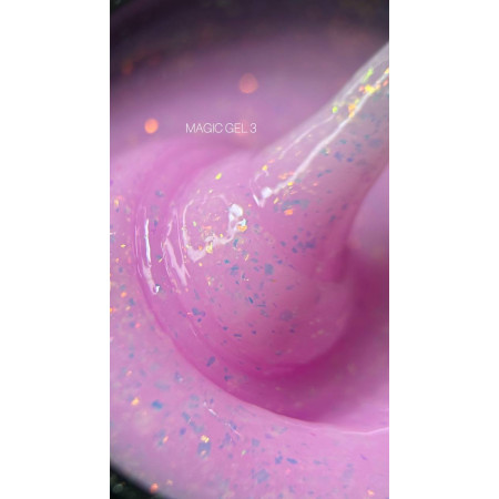 Гель для нарощування Saga Professional Magic Builder Gel 03 рожевий з пластівцями потали 15 мл